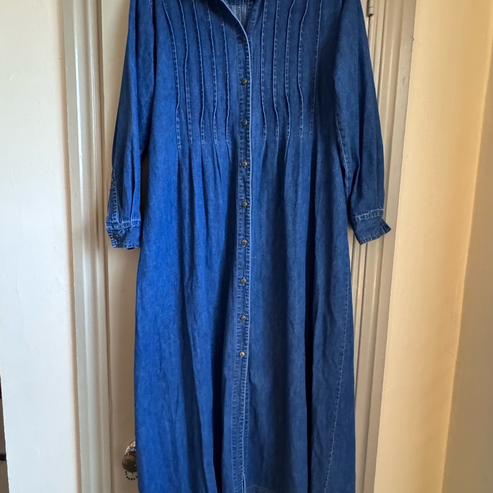 Vintage Laura Ashley Denim Long Sleeve Dress